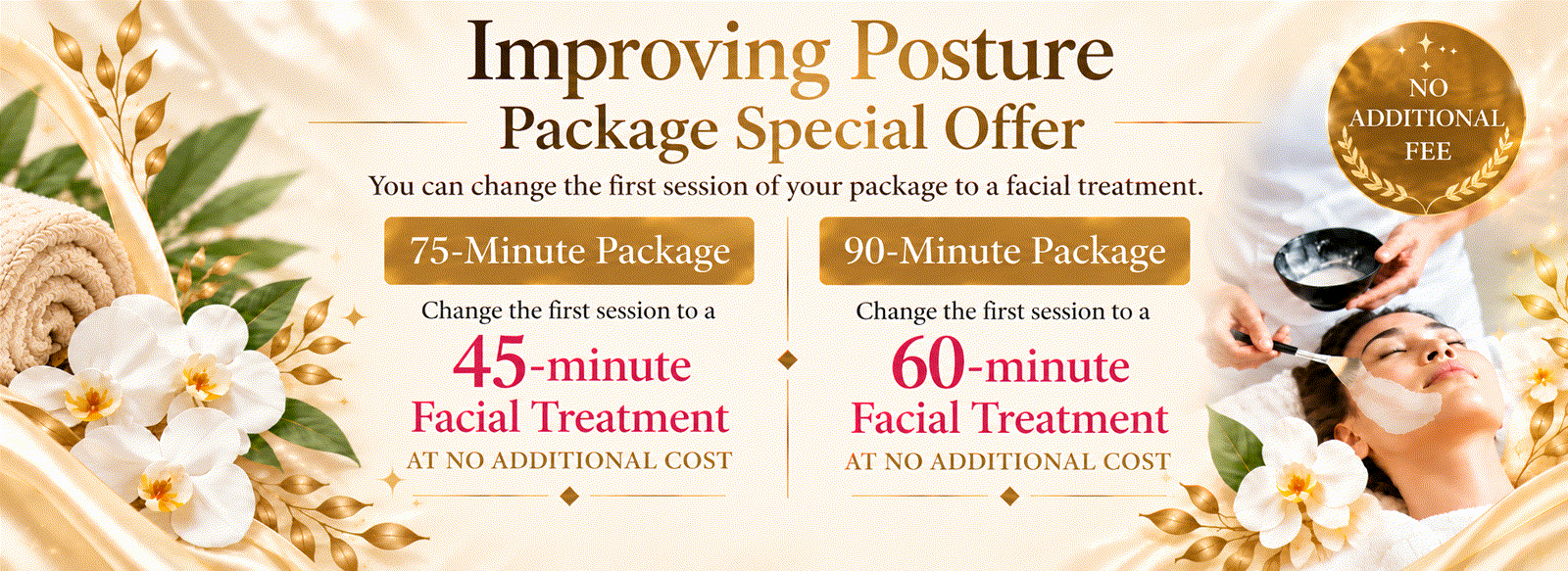 Improving Posture Package Special Offer - swap 1 session for a facial treatment